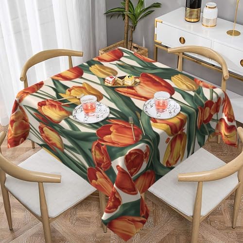 WZYWHJ Quadratische dekorative Tischdecke, 152,4 x 152,4 cm, waschbar, wiederverwendbar, Tulpengruppenmuster WZYWHJ Quadratische dekorative Tischdecke, 152,4 x 152,4 cm, waschbar, wiederverwendbar, Tulpengruppenmuster von WZYWHJ