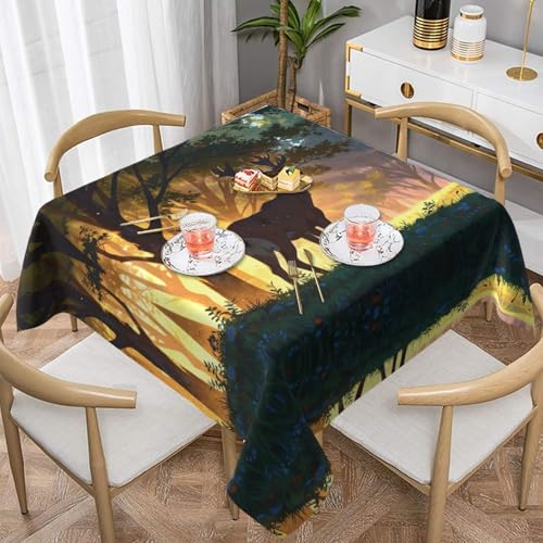 WZYWHJ Quadratische dekorative Tischdecke, 152,4 x 152,4 cm, waschbar, wiederverwendbar, Wald-Hirsch-Drucke WZYWHJ Quadratische dekorative Tischdecke, 152,4 x 152,4 cm, waschbar, wiederverwendbar, Wald-Hirsch-Drucke von WZYWHJ