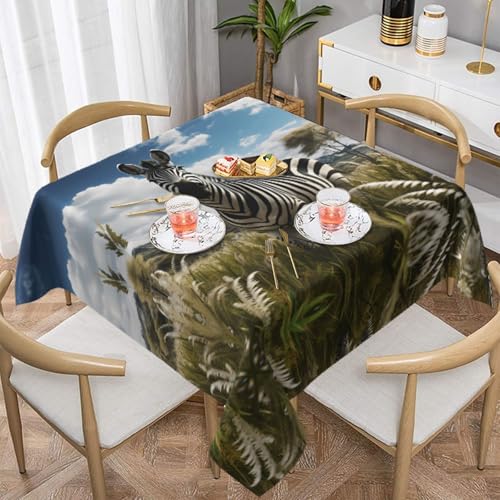 WZYWHJ Quadratische dekorative Tischdecke, 152,4 x 152,4 cm, waschbar, wiederverwendbar, Zebramuster auf dem Wiesen, bedruckt WZYWHJ Quadratische dekorative Tischdecke, 152,4 x 152,4 cm, waschbar, wiederverwendbar, Zebramuster auf dem Wiesen, bedruckt von WZYWHJ