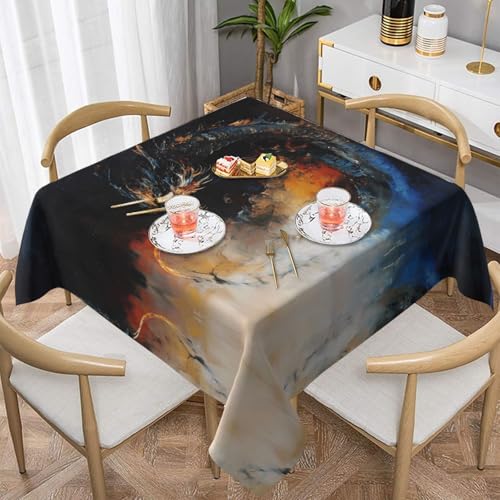 WZYWHJ Quadratische dekorative Tischdecke, 152,4 x 152,4 cm, waschbar, wiederverwendbar, abstraktes Drachenmuster WZYWHJ Quadratische dekorative Tischdecke, 152,4 x 152,4 cm, waschbar, wiederverwendbar, abstraktes Drachenmuster von WZYWHJ