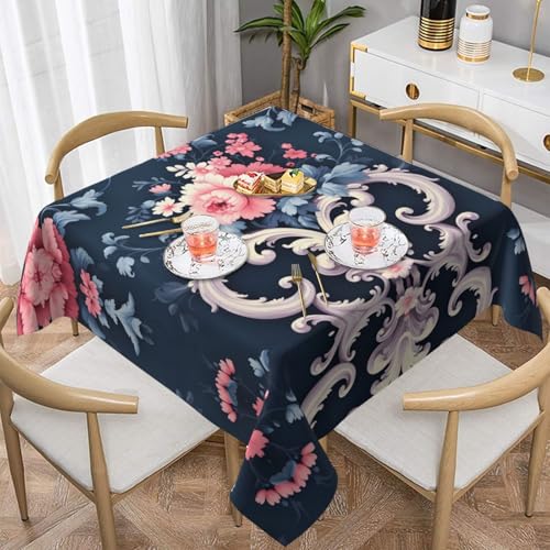 WZYWHJ Quadratische dekorative Tischdecke, 152,4 x 152,4 cm, waschbar, wiederverwendbar, buntes Blumenmuster, Bild WZYWHJ Quadratische dekorative Tischdecke, 152,4 x 152,4 cm, waschbar, wiederverwendbar, buntes Blumenmuster, Bild von WZYWHJ
