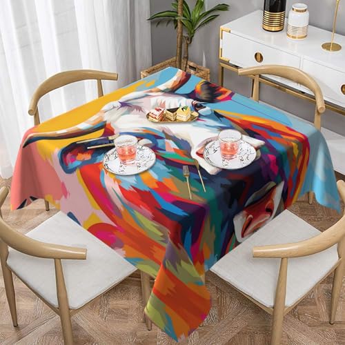 WZYWHJ Quadratische dekorative Tischdecke, 152,4 x 152,4 cm, waschbar, wiederverwendbar, buntes Kuhbild WZYWHJ Quadratische dekorative Tischdecke, 152,4 x 152,4 cm, waschbar, wiederverwendbar, buntes Kuhbild von WZYWHJ