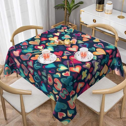 WZYWHJ Quadratische dekorative Tischdecke, 152,4 x 152,4 cm, waschbar, wiederverwendbar, buntes Liebesbild, Muster WZYWHJ Quadratische dekorative Tischdecke, 152,4 x 152,4 cm, waschbar, wiederverwendbar, buntes Liebesbild, Muster von WZYWHJ