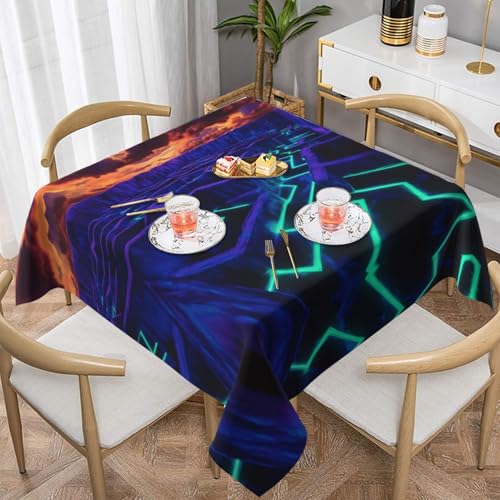 WZYWHJ Quadratische dekorative Tischdecke, 152,4 x 152,4 cm, waschbar, wiederverwendbar, fluoreszierendes Labyrinth-Muster WZYWHJ Quadratische dekorative Tischdecke, 152,4 x 152,4 cm, waschbar, wiederverwendbar, fluoreszierendes Labyrinth-Muster von WZYWHJ