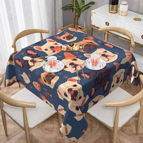 WZYWHJ Quadratische dekorative Tischdecke, 152,4 x 152,4 cm, waschbar, wiederverwendbar, französische Bulldogge bedruckt WZYWHJ Quadratische dekorative Tischdecke, 152,4 x 152,4 cm, waschbar, wiederverwendbar, französische Bulldogge bedruckt von WZYWHJ
