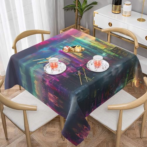 WZYWHJ Quadratische dekorative Tischdecke, 152,4 x 152,4 cm, waschbar, wiederverwendbar, holografisches Stadtbild WZYWHJ Quadratische dekorative Tischdecke, 152,4 x 152,4 cm, waschbar, wiederverwendbar, holografisches Stadtbild von WZYWHJ