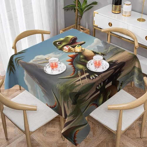 WZYWHJ Quadratische dekorative Tischdecke, 152,4 x 152,4 cm, waschbar, wiederverwendbar, lustiges kleines Dinosaurier-Muster WZYWHJ Quadratische dekorative Tischdecke, 152,4 x 152,4 cm, waschbar, wiederverwendbar, lustiges kleines Dinosaurier-Muster von WZYWHJ