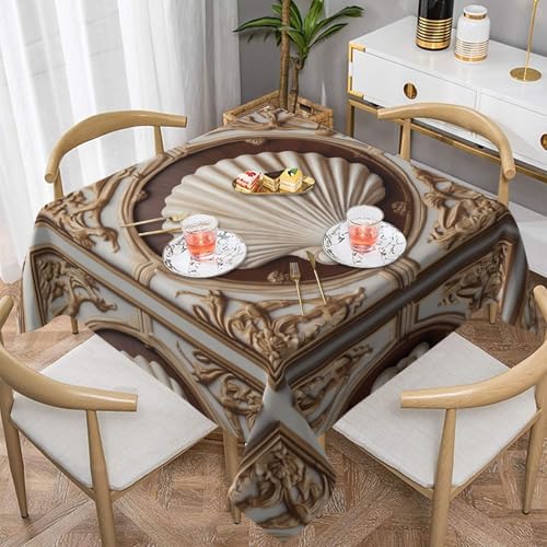 WZYWHJ Quadratische dekorative Tischdecke, 152,4 x 152,4 cm, waschbar, wiederverwendbar, neoklassizistische Muscheldrucke WZYWHJ Quadratische dekorative Tischdecke, 152,4 x 152,4 cm, waschbar, wiederverwendbar, neoklassizistische Muscheldrucke von WZYWHJ