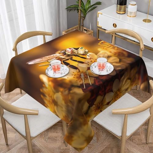 WZYWHJ Quadratische dekorative Tischdecke, 152,4 x 152,4 cm, waschbar, wiederverwendbar, niedliches Bienenmuster WZYWHJ Quadratische dekorative Tischdecke, 152,4 x 152,4 cm, waschbar, wiederverwendbar, niedliches Bienenmuster von WZYWHJ