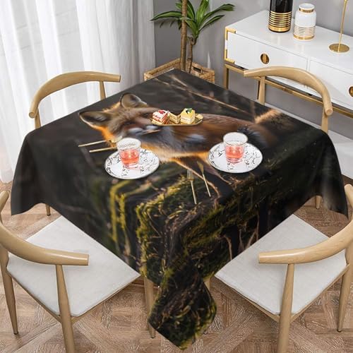 WZYWHJ Quadratische dekorative Tischdecke, 152,4 x 152,4 cm, waschbar, wiederverwendbar, niedliches Fuchsmuster WZYWHJ Quadratische dekorative Tischdecke, 152,4 x 152,4 cm, waschbar, wiederverwendbar, niedliches Fuchsmuster von WZYWHJ
