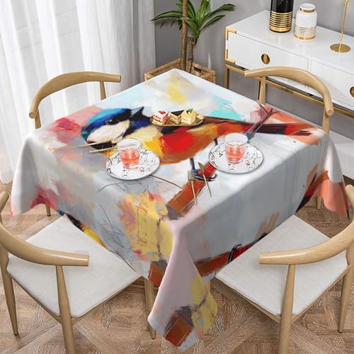 WZYWHJ Quadratische dekorative Tischdecke, 152,4 x 152,4 cm, waschbar, wiederverwendbar, niedliches Vogelmuster WZYWHJ Quadratische dekorative Tischdecke, 152,4 x 152,4 cm, waschbar, wiederverwendbar, niedliches Vogelmuster von WZYWHJ