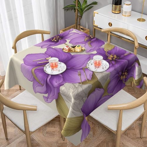 WZYWHJ Quadratische dekorative Tischdecke, 152,4 x 152,4 cm, waschbar, wiederverwendbar, schöne lila Blumen bedruckt WZYWHJ Quadratische dekorative Tischdecke, 152,4 x 152,4 cm, waschbar, wiederverwendbar, schöne lila Blumen bedruckt von WZYWHJ