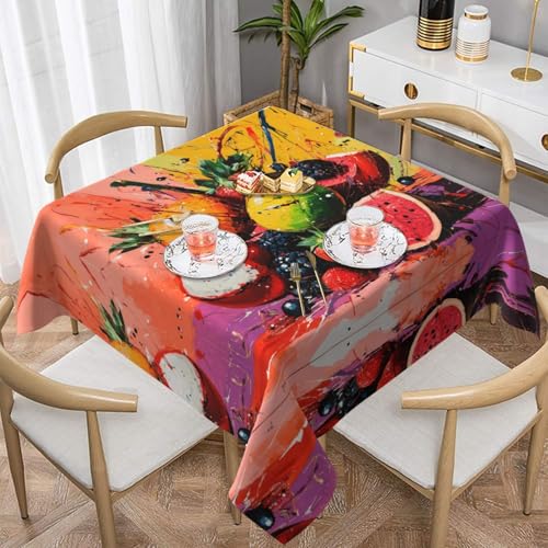 WZYWHJ Quadratische dekorative Tischdecke, 152,4 x 152,4 cm, waschbar, wiederverwendbar, strukturelles Obstflor-Muster WZYWHJ Quadratische dekorative Tischdecke, 152,4 x 152,4 cm, waschbar, wiederverwendbar, strukturelles Obstflor-Muster von WZYWHJ
