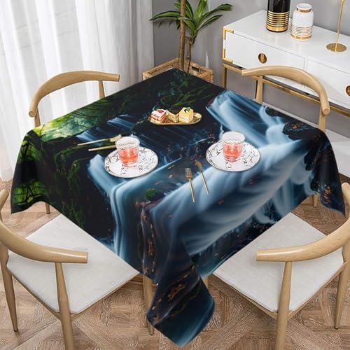 WZYWHJ Quadratische dekorative Tischdecke, 152,4 x 152,4 cm, waschbar, wiederverwendbar, tolles Wasserfall-Muster WZYWHJ Quadratische dekorative Tischdecke, 152,4 x 152,4 cm, waschbar, wiederverwendbar, tolles Wasserfall-Muster von WZYWHJ
