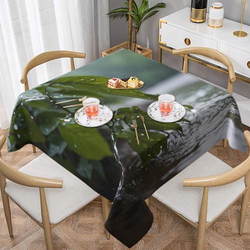WZYWHJ Quadratische dekorative Tischdecke, 152,4 x 152,4 cm, waschbar und wiederverwendbar, Wasser nach Regen bedruckt WZYWHJ Quadratische dekorative Tischdecke, 152,4 x 152,4 cm, waschbar und wiederverwendbar, Wasser nach Regen bedruckt von WZYWHJ