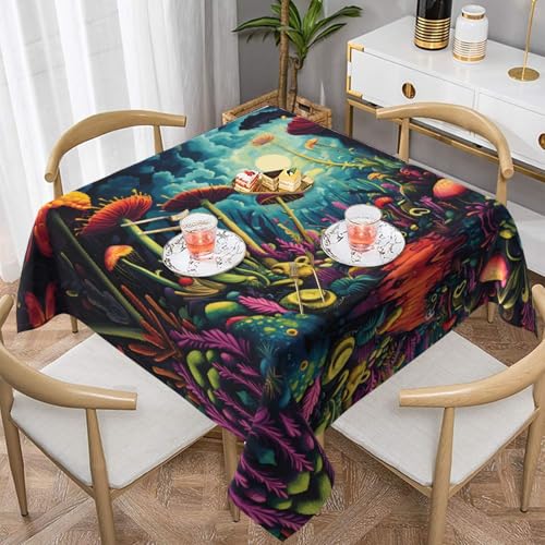WZYWHJ Quadratische dekorative Tischdecke, 152,4 x 152,4 cm, waschbar und wiederverwendbar, buntes Venusfliegenfalle-Muster WZYWHJ Quadratische dekorative Tischdecke, 152,4 x 152,4 cm, waschbar und wiederverwendbar, buntes Venusfliegenfalle-Muster von WZYWHJ