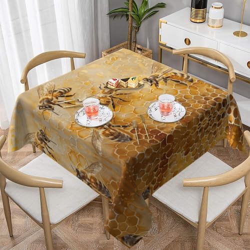 WZYWHJ Quadratische dekorative Tischdecke, 152,4 x 152,4 cm, waschbar und wiederverwendbar, mit süßem Wabenmuster WZYWHJ Quadratische dekorative Tischdecke, 152,4 x 152,4 cm, waschbar und wiederverwendbar, mit süßem Wabenmuster von WZYWHJ