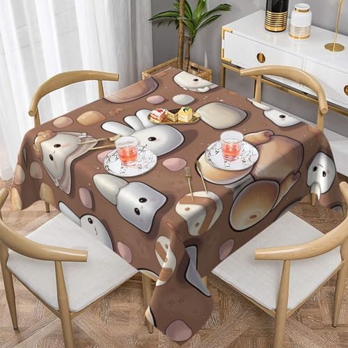 WZYWHJ Quadratische dekorative Tischdecke, 152,4 x 152,4 cm, waschbar und wiederverwendbar, niedliches Muster, Marshmallow-Muster WZYWHJ Quadratische dekorative Tischdecke, 152,4 x 152,4 cm, waschbar und wiederverwendbar, niedliches Muster, Marshmallow-Muster von WZYWHJ