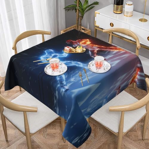 WZYWHJ Quadratische dekorative Tischdecke, 152,4 x 152,4 cm, waschbare und wiederverwendbare Eis- und Feuerboxen, bedruckt WZYWHJ Quadratische dekorative Tischdecke, 152,4 x 152,4 cm, waschbare und wiederverwendbare Eis- und Feuerboxen, bedruckt von WZYWHJ