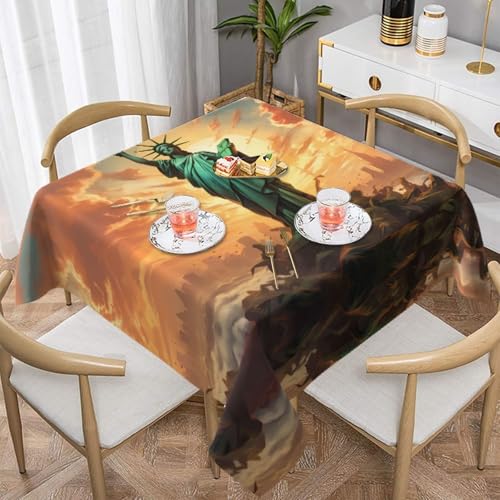 WZYWHJ Quadratische dekorative Tischdecke, 152,4 x 152,4 cm, waschbare und wiederverwendbare Freiheitsstatue, bedruckt WZYWHJ Quadratische dekorative Tischdecke, 152,4 x 152,4 cm, waschbare und wiederverwendbare Freiheitsstatue, bedruckt von WZYWHJ