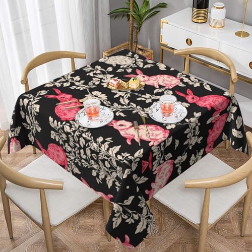 WZYWHJ Quadratische dekorative Tischdecke, 152,4 x 152,4 cm, waschbare und wiederverwendbare Hasen-Blumenmuster WZYWHJ Quadratische dekorative Tischdecke, 152,4 x 152,4 cm, waschbare und wiederverwendbare Hasen-Blumenmuster von WZYWHJ