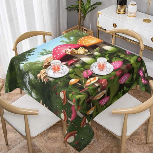 WZYWHJ Quadratische dekorative Tischdecke, 152,4 x 152,4 cm, waschbare und wiederverwendbare Tischdecke, Motiv: bunte Pilze WZYWHJ Quadratische dekorative Tischdecke, 152,4 x 152,4 cm, waschbare und wiederverwendbare Tischdecke, Motiv: bunte Pilze von WZYWHJ