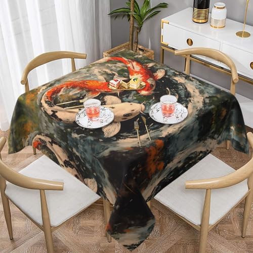 WZYWHJ Quadratische dekorative Tischdecke, 152,4 x 152,4 cm, waschbare und wiederverwendbare Tischdecke mit Schwimmkoi-Aufdruck WZYWHJ Quadratische dekorative Tischdecke, 152,4 x 152,4 cm, waschbare und wiederverwendbare Tischdecke mit Schwimmkoi-Aufdruck von WZYWHJ