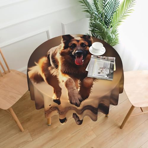 WZYWHJ Runde, lange Tischdecke mit laufendem Schäferhund, Anti-Überlauf und knitterfrei, Esstischdecke, 152,4 cm WZYWHJ Runde, lange Tischdecke mit laufendem Schäferhund, Anti-Überlauf und knitterfrei, Esstischdecke, 152,4 cm von WZYWHJ