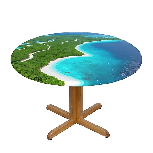 WZYWHJ Runde Tischdecke, Motiv: Insel im Ozean, wasserdicht, knitterfrei, für Esstisch, Dekoration, Tischdecke WZYWHJ Runde Tischdecke, Motiv: Insel im Ozean, wasserdicht, knitterfrei, für Esstisch, Dekoration, Tischdecke von WZYWHJ