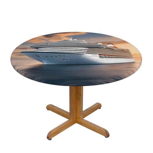 WZYWHJ Runde Tischdecke, Motiv: Kreuzfahrtschiff auf dem Meer, wasserdicht, knitterfrei, für Esstisch, Dekoration, Tischdecke WZYWHJ Runde Tischdecke, Motiv: Kreuzfahrtschiff auf dem Meer, wasserdicht, knitterfrei, für Esstisch, Dekoration, Tischdecke von WZYWHJ