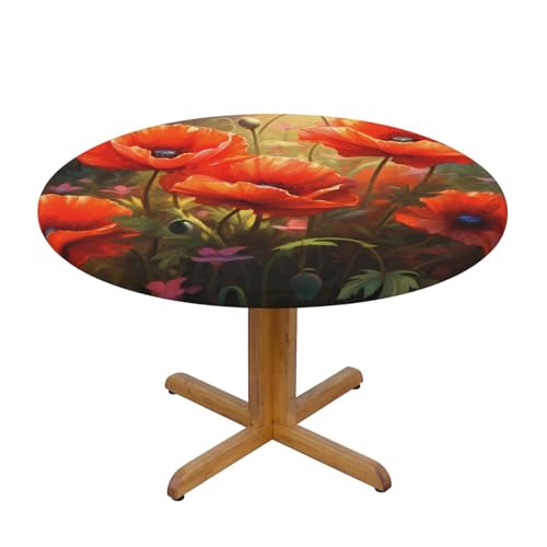 WZYWHJ Runde Tischdecke, Motiv: Mohnblumen in Blüte, wasserdicht, knitterfrei, für Esstisch, Dekoration, Tischdecke WZYWHJ Runde Tischdecke, Motiv: Mohnblumen in Blüte, wasserdicht, knitterfrei, für Esstisch, Dekoration, Tischdecke von WZYWHJ