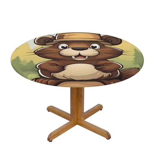 WZYWHJ Runde Tischdecke, Motiv: Naughty Beaver, wasserdicht, knitterfrei, für Esstisch, Dekoration, Tischdecke WZYWHJ Runde Tischdecke, Motiv: Naughty Beaver, wasserdicht, knitterfrei, für Esstisch, Dekoration, Tischdecke von WZYWHJ