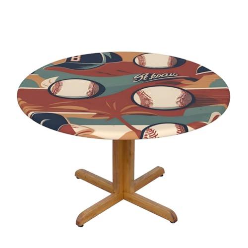 WZYWHJ Runde Tischdecke, Retro-Baseball-Druck, wasserdicht, knitterfrei, für Esstisch, Dekoration, Tischdecke WZYWHJ Runde Tischdecke, Retro-Baseball-Druck, wasserdicht, knitterfrei, für Esstisch, Dekoration, Tischdecke von WZYWHJ