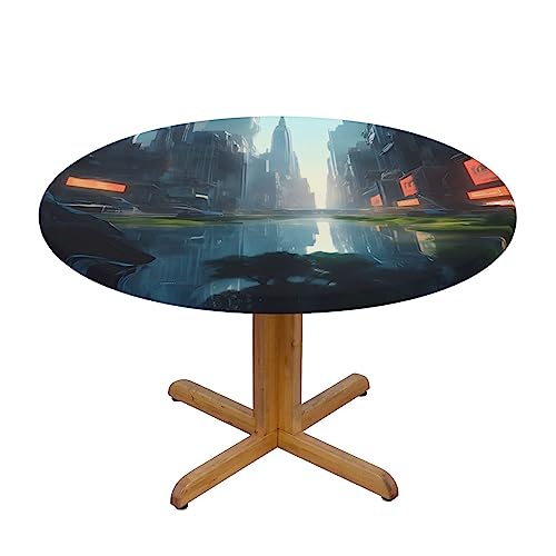 WZYWHJ Runde Tischdecke mit Aufdruck "Die Stadt auf dem Wasser", wasserdicht, knitterfrei, für Esstischdekoration, Tischdecke WZYWHJ Runde Tischdecke mit Aufdruck "Die Stadt auf dem Wasser", wasserdicht, knitterfrei, für Esstischdekoration, Tischdecke von WZYWHJ