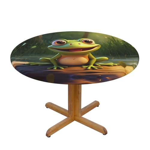 WZYWHJ Runde Tischdecke mit Cartoon-Frosch-Aufdruck, wasserdicht, knitterfrei, für Esstischdekoration, Tischdecke WZYWHJ Runde Tischdecke mit Cartoon-Frosch-Aufdruck, wasserdicht, knitterfrei, für Esstischdekoration, Tischdecke von WZYWHJ