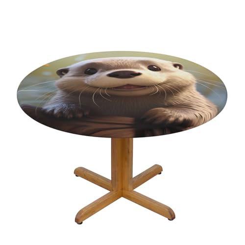 WZYWHJ Runde Tischdecke mit Cartoon-Otter-Druck, wasserdicht, knitterfrei, für Esstisch, Dekoration, Tischdecke WZYWHJ Runde Tischdecke mit Cartoon-Otter-Druck, wasserdicht, knitterfrei, für Esstisch, Dekoration, Tischdecke von WZYWHJ