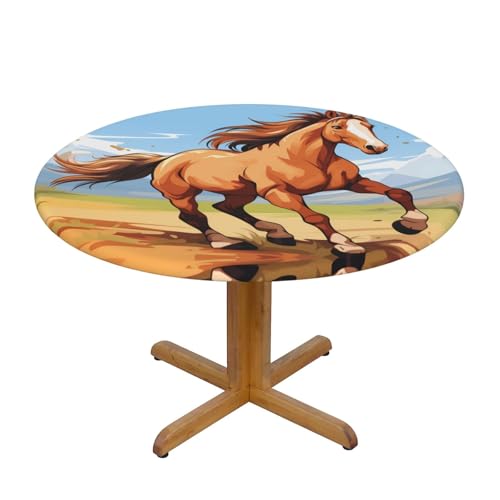 WZYWHJ Runde Tischdecke mit Cartoon-Pferd-Aufdruck, wasserdicht, knitterfrei, für Esstischdekoration, Tischdecke WZYWHJ Runde Tischdecke mit Cartoon-Pferd-Aufdruck, wasserdicht, knitterfrei, für Esstischdekoration, Tischdecke von WZYWHJ
