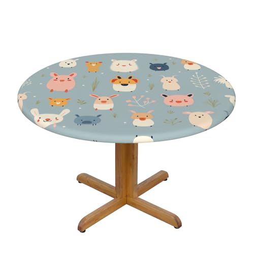 WZYWHJ Runde Tischdecke mit Cartoon-Tierbild, wasserdicht, knitterfrei, für Esstisch, Dekoration, Tischdecke WZYWHJ Runde Tischdecke mit Cartoon-Tierbild, wasserdicht, knitterfrei, für Esstisch, Dekoration, Tischdecke von WZYWHJ