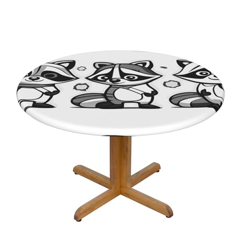 WZYWHJ Runde Tischdecke mit Cartoon-Waschbär-Druck, wasserdicht, knitterfrei, für Esstisch, Dekoration, Tischdecke WZYWHJ Runde Tischdecke mit Cartoon-Waschbär-Druck, wasserdicht, knitterfrei, für Esstisch, Dekoration, Tischdecke von WZYWHJ