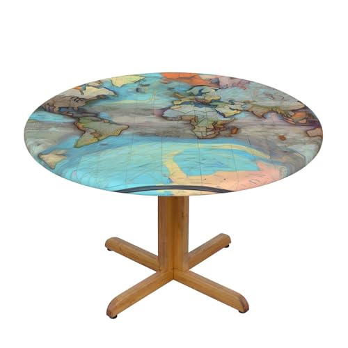 WZYWHJ Runde Tischdecke mit Cartoon-Weltkarten-Aufdruck, wasserdicht, knitterfrei, für Esstischdekoration, Tischdecke WZYWHJ Runde Tischdecke mit Cartoon-Weltkarten-Aufdruck, wasserdicht, knitterfrei, für Esstischdekoration, Tischdecke von WZYWHJ