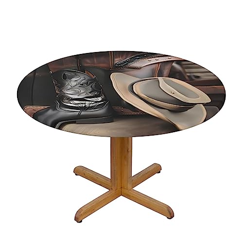 WZYWHJ Runde Tischdecke mit Cowboyhut, Westernstiefel, wasserdicht, knitterfrei, für Esstisch, Dekoration, Tischdecke WZYWHJ Runde Tischdecke mit Cowboyhut, Westernstiefel, wasserdicht, knitterfrei, für Esstisch, Dekoration, Tischdecke von WZYWHJ