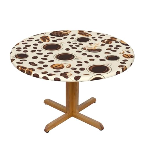 WZYWHJ Runde Tischdecke mit Kaffeetasse und Kaffeebohnen, wasserdicht, knitterfrei, für Esstisch, Dekoration, Tischdecke WZYWHJ Runde Tischdecke mit Kaffeetasse und Kaffeebohnen, wasserdicht, knitterfrei, für Esstisch, Dekoration, Tischdecke von WZYWHJ