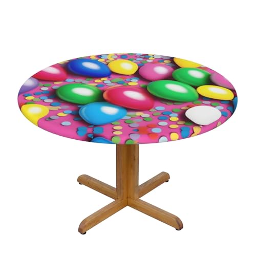 WZYWHJ Runde Tischdecke mit Luftballon-Konfetti-Druck, wasserdicht, knitterfrei, für Esstischdekoration, Tischdecke WZYWHJ Runde Tischdecke mit Luftballon-Konfetti-Druck, wasserdicht, knitterfrei, für Esstischdekoration, Tischdecke von WZYWHJ