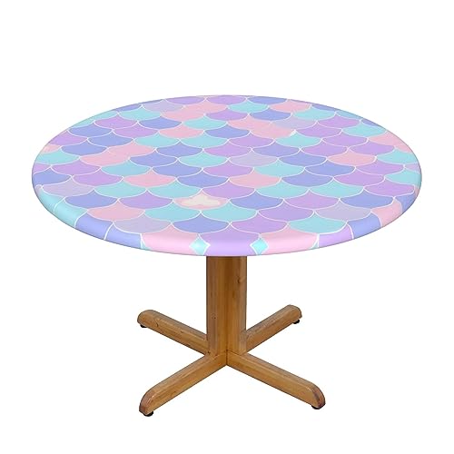 WZYWHJ Runde Tischdecke mit Meerjungfrauen-Tattoo-Druck, wasserdicht, knitterfrei, für Esstisch, Dekoration, Tischdecke von WZYWHJ