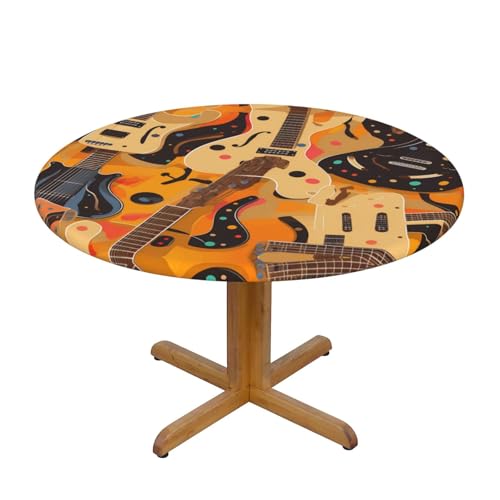WZYWHJ Runde Tischdecke mit Musikgitarren-Druck, wasserdicht, knitterfrei, für Esstischdekoration, Tischdecke WZYWHJ Runde Tischdecke mit Musikgitarren-Druck, wasserdicht, knitterfrei, für Esstischdekoration, Tischdecke von WZYWHJ