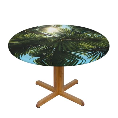 WZYWHJ Runde Tischdecke mit Palmenblättern, wasserdicht, knitterfrei, für Esstischdekoration, Tischdecke WZYWHJ Runde Tischdecke mit Palmenblättern, wasserdicht, knitterfrei, für Esstischdekoration, Tischdecke von WZYWHJ