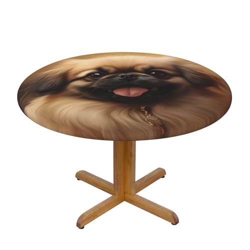 WZYWHJ Runde Tischdecke mit Pekinese-Hunde-Aufdruck, wasserdicht, knitterfrei, für Esstisch, Dekoration, Tischdecke WZYWHJ Runde Tischdecke mit Pekinese-Hunde-Aufdruck, wasserdicht, knitterfrei, für Esstisch, Dekoration, Tischdecke von WZYWHJ