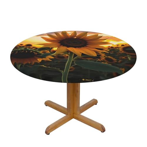 WZYWHJ Runde Tischdecke mit Sonnenblumen-Aufdruck, wasserdicht, knitterfrei, für Esstisch, Dekoration, Tischdecke WZYWHJ Runde Tischdecke mit Sonnenblumen-Aufdruck, wasserdicht, knitterfrei, für Esstisch, Dekoration, Tischdecke von WZYWHJ