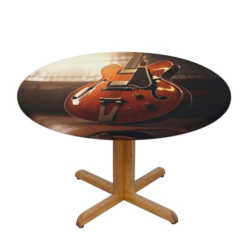 WZYWHJ Runde Tischdecke mit Vintage-Gitarren-Aufdruck, wasserdicht, knitterfrei, für Esstischdekoration, Tischdecke WZYWHJ Runde Tischdecke mit Vintage-Gitarren-Aufdruck, wasserdicht, knitterfrei, für Esstischdekoration, Tischdecke von WZYWHJ