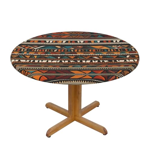 WZYWHJ Runde Tischdecke mit afrikanischem Stammesmuster, wasserdicht, knitterfrei, für Esstischdekoration, Tischdecke von WZYWHJ